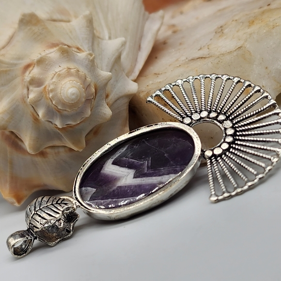 Natural Large Amethyst Stone Silver 925 Pendant - Picture 5 of 9